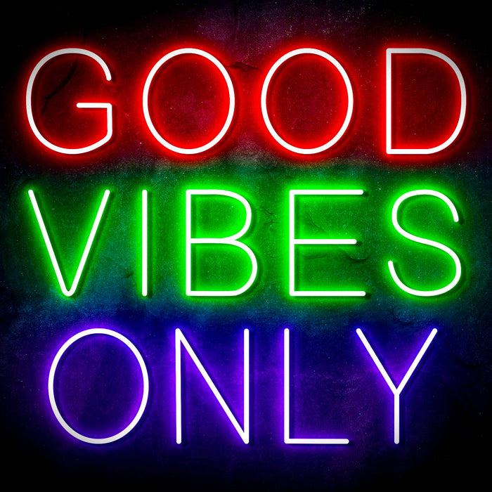 Good Vibes Only Ultra-Bright LED Sign with Remote (Neon-Style, LED Technology) - Way Up Gifts