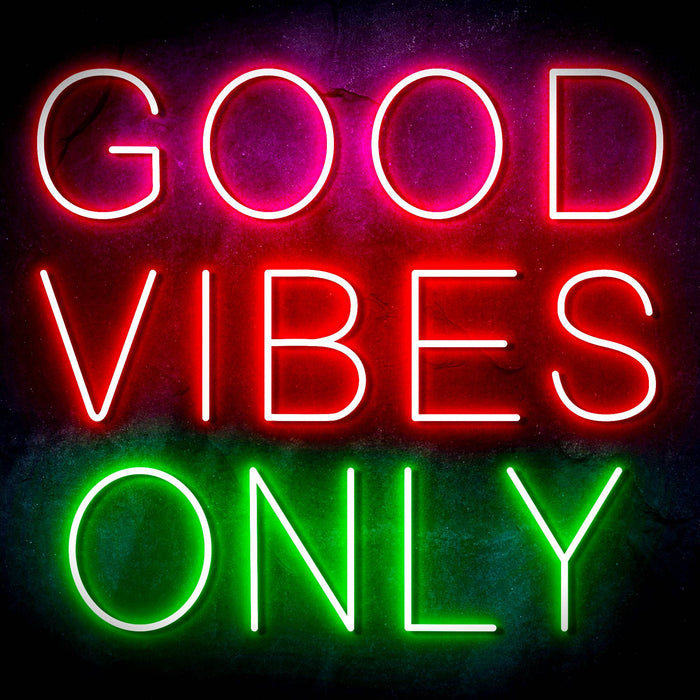 Good Vibes Only Ultra-Bright LED Sign with Remote (Neon-Style, LED Technology) - Way Up Gifts