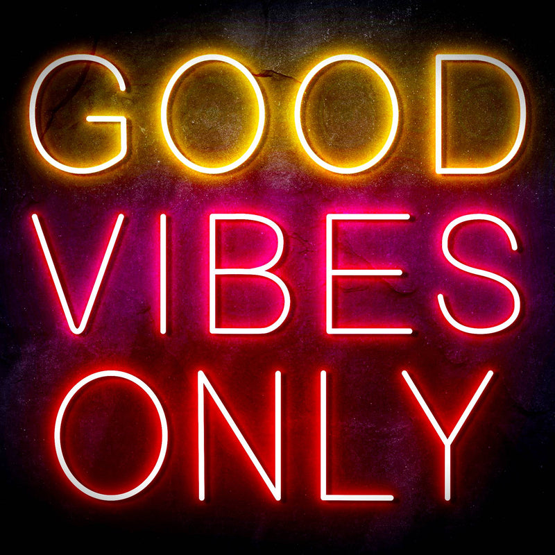 Good Vibes Only Ultra-Bright LED Sign with Remote (Neon-Style, LED Technology) - LED Gift Works