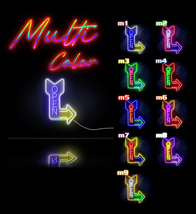 Vertical Open Sign with Arrow Ultra-Bright LED Sign with Remote (Neon-Style, LED Technology) - Way Up Gifts