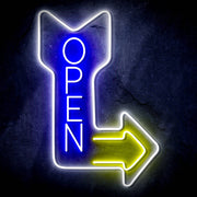 Vertical Open Sign with Arrow Ultra-Bright LED Sign with Remote (Neon-Style, LED Technology) - LED Gift Works