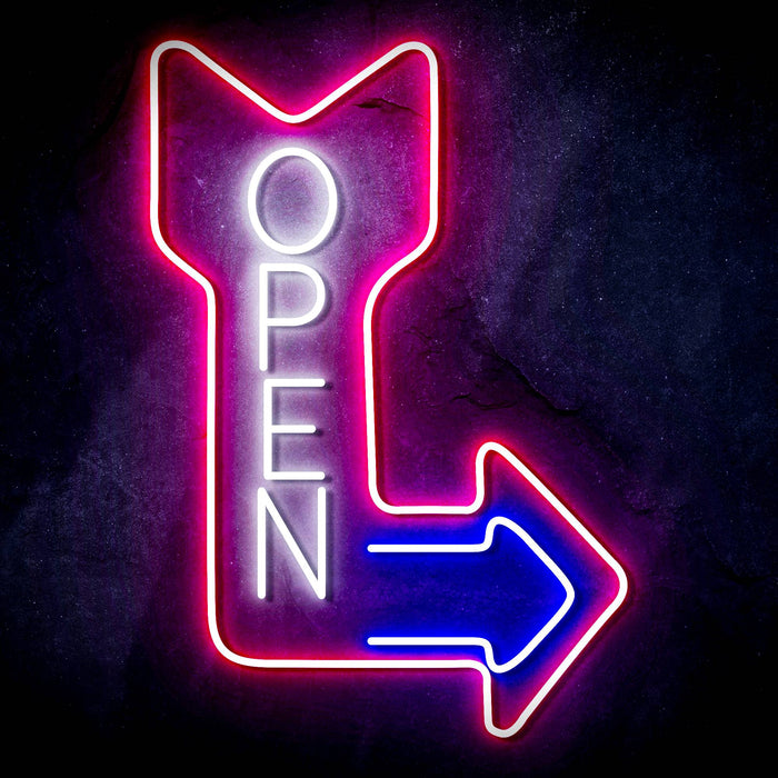 Vertical Open Sign with Arrow Ultra-Bright LED Sign with Remote (Neon-Style, LED Technology) - Way Up Gifts