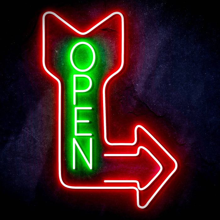 Vertical Open Sign with Arrow Ultra-Bright LED Sign with Remote (Neon-Style, LED Technology) - Way Up Gifts