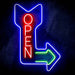 Vertical Open Sign with Arrow Ultra-Bright LED Sign with Remote (Neon-Style, LED Technology) - Way Up Gifts