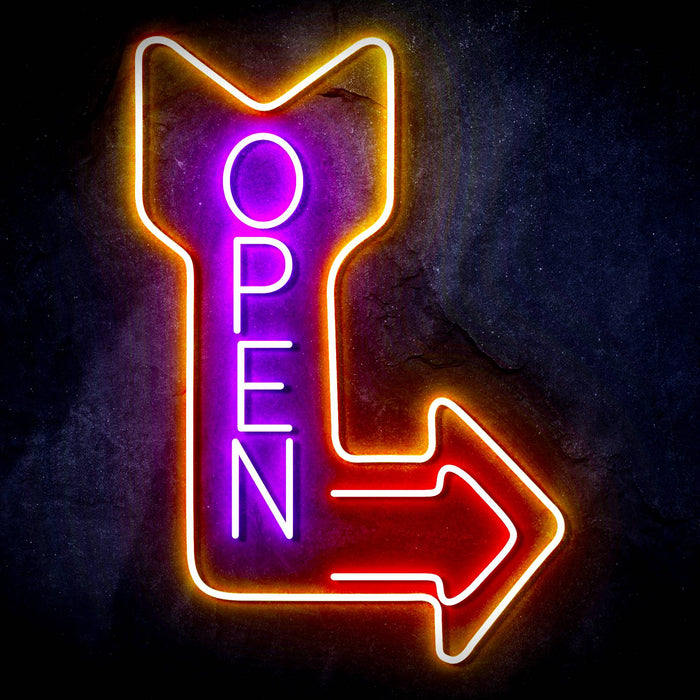 Vertical Open Sign with Arrow Ultra-Bright LED Sign with Remote (Neon-Style, LED Technology) - Way Up Gifts