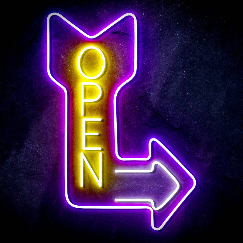 Vertical Open Sign with Arrow Ultra-Bright LED Sign with Remote (Neon-Style, LED Technology) - LED Gift Works
