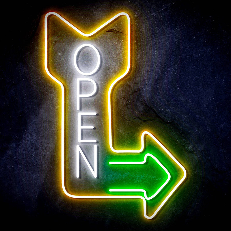 Vertical Open Sign with Arrow Ultra-Bright LED Sign with Remote (Neon-Style, LED Technology) - LED Gift Works