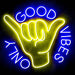 Good Vibes Only with Hand Ultra-Bright LED Sign with Remote (Neon-Style, LED Technology) - Way Up Gifts