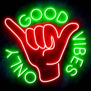 Good Vibes Only with Hand Ultra-Bright LED Sign with Remote (Neon-Style, LED Technology) - LED Gift Works