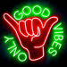 Good Vibes Only with Hand Ultra-Bright LED Sign with Remote (Neon-Style, LED Technology) - Way Up Gifts