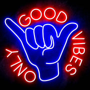 Good Vibes Only with Hand Ultra-Bright LED Sign with Remote (Neon-Style, LED Technology) - LED Gift Works