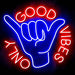 Good Vibes Only with Hand Ultra-Bright LED Sign with Remote (Neon-Style, LED Technology) - Way Up Gifts