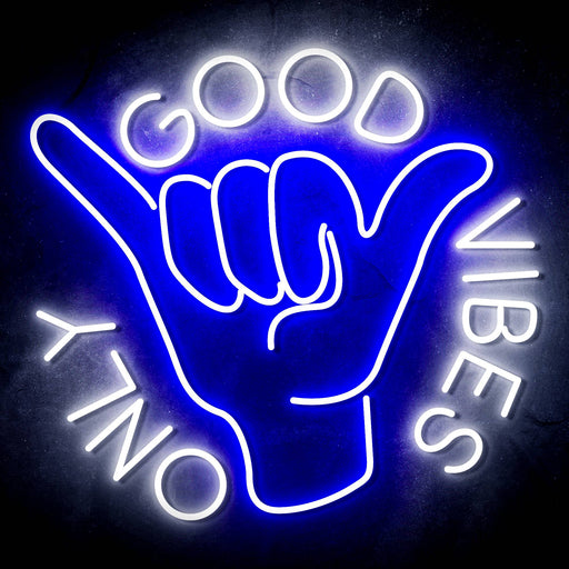 Good Vibes Only with Hand Ultra-Bright LED Sign with Remote (Neon-Style, LED Technology) - Way Up Gifts