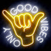 Good Vibes Only with Hand Ultra-Bright LED Sign with Remote (Neon-Style, LED Technology) - Way Up Gifts