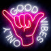 Good Vibes Only with Hand Ultra-Bright LED Sign with Remote (Neon-Style, LED Technology) - Way Up Gifts