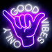 Good Vibes Only with Hand Ultra-Bright LED Sign with Remote (Neon-Style, LED Technology) - Way Up Gifts
