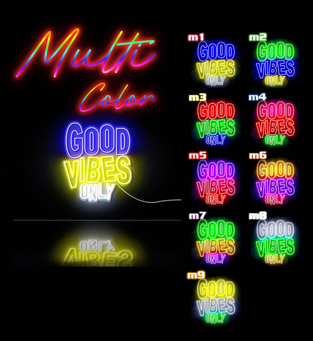 Good Vibes Only Ultra-Bright LED Sign with Remote (Neon-Style, LED Technology) - Way Up Gifts