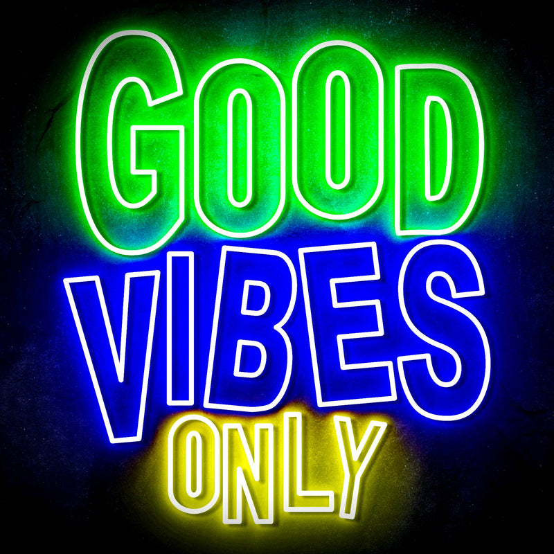 Good Vibes Only Ultra-Bright LED Sign with Remote (Neon-Style, LED Technology) - LED Gift Works