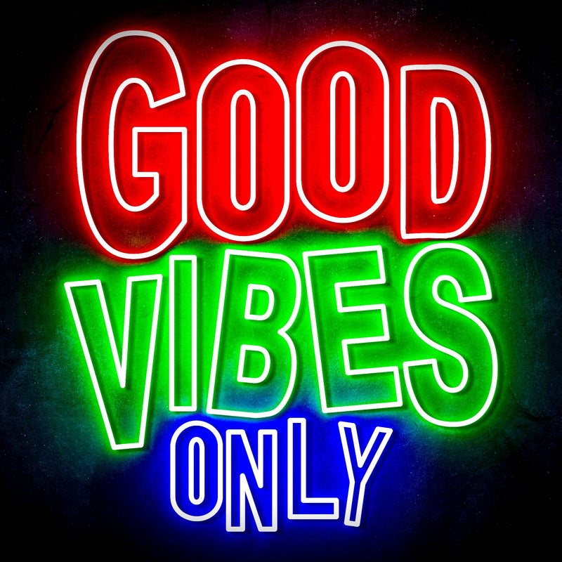 Good Vibes Only Ultra-Bright LED Sign with Remote (Neon-Style, LED Technology) - LED Gift Works