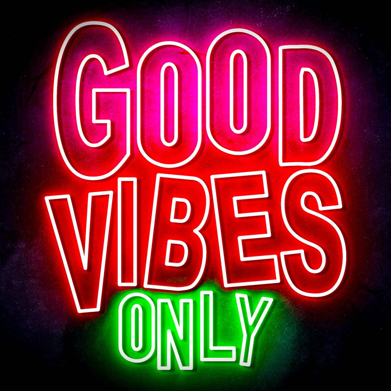 Good Vibes Only Ultra-Bright LED Sign with Remote (Neon-Style, LED Technology) - LED Gift Works