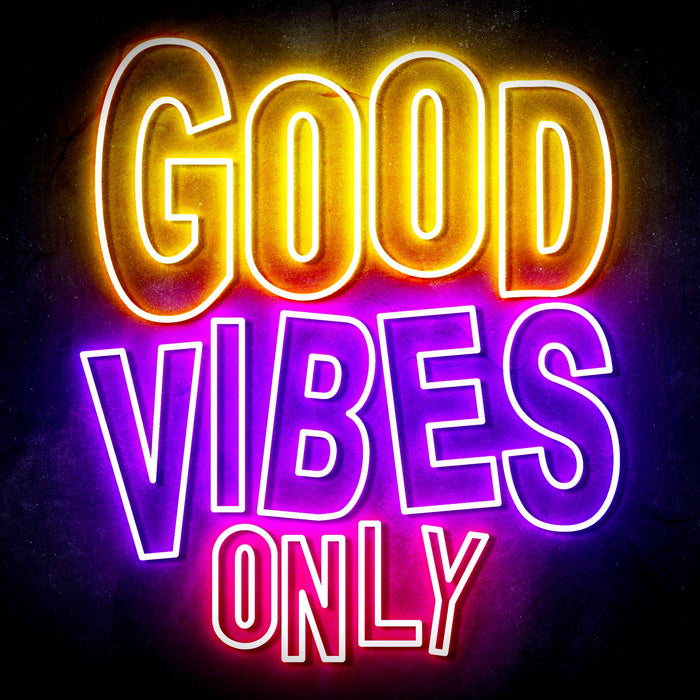 Good Vibes Only Ultra-Bright LED Sign with Remote (Neon-Style, LED Technology) - Way Up Gifts