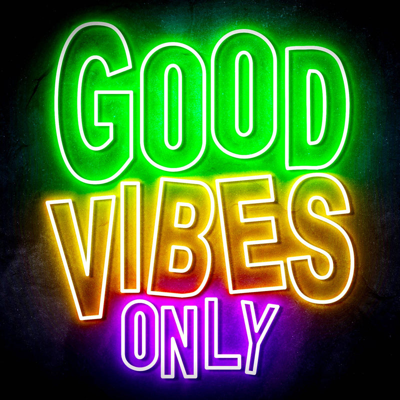 Good Vibes Only Ultra-Bright LED Sign with Remote (Neon-Style, LED Technology) - LED Gift Works