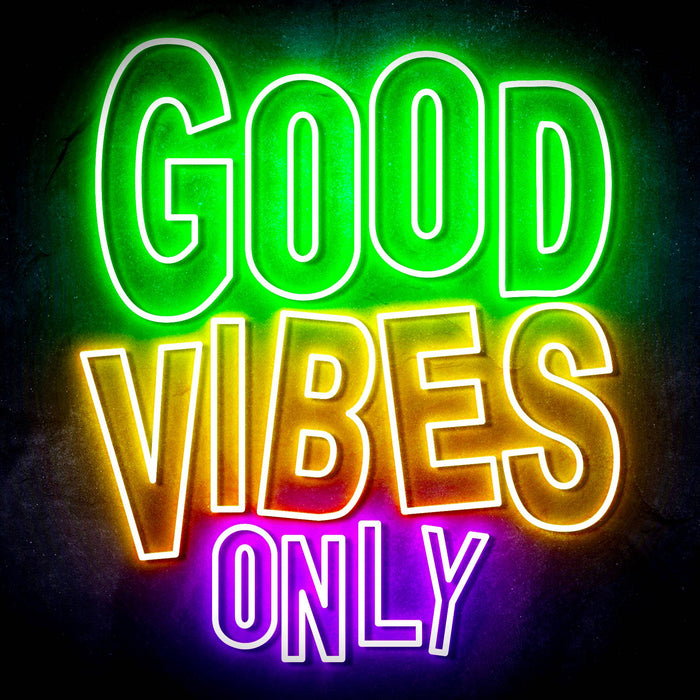 Good Vibes Only Ultra-Bright LED Sign with Remote (Neon-Style, LED Technology) - Way Up Gifts