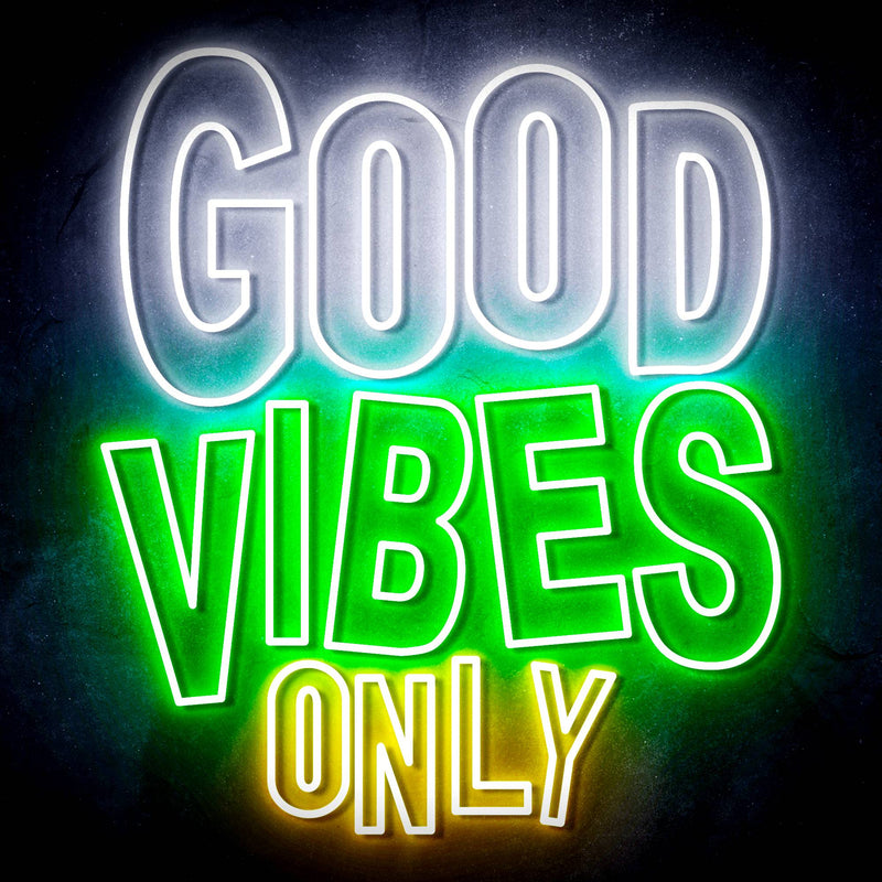 Good Vibes Only Ultra-Bright LED Sign with Remote (Neon-Style, LED Technology) - LED Gift Works