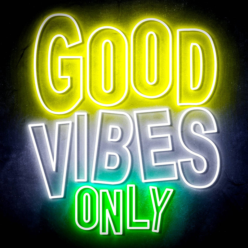 Good Vibes Only Ultra-Bright LED Sign with Remote (Neon-Style, LED Technology) - LED Gift Works