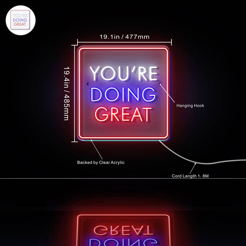 You're Doing Great Motivational Quote Ultra-Bright LED Sign with Remote (Neon-Style, LED Technology) - LED Gift Works