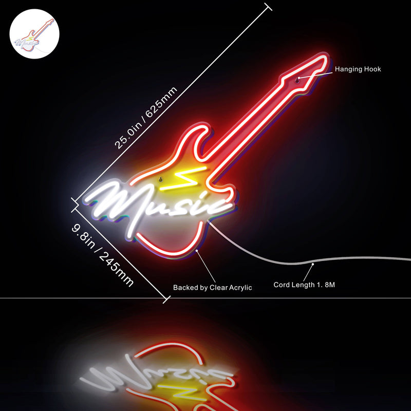 Electronic Guitar Music Shop Ultra-Bright LED Sign with Remote (Neon-Style, LED Technology) - LED Gift Works
