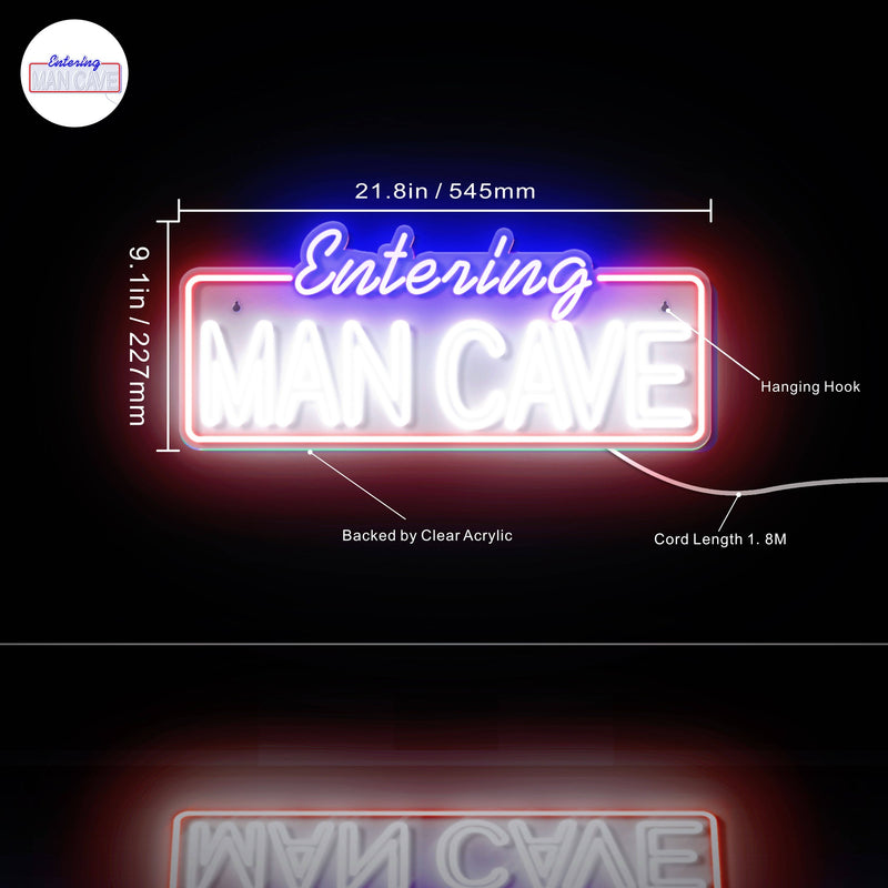 Entering Man Cave Ultra-Bright LED Sign with Remote (Neon-Style, LED Technology) - LED Gift Works