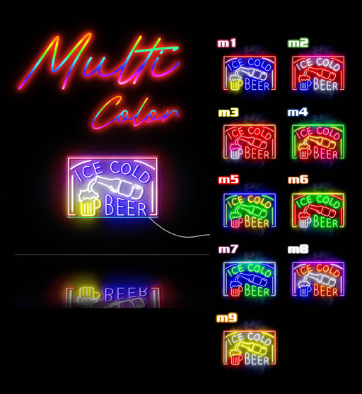 Ice Cold Beer Ultra-Bright LED Sign with Remote (Neon-Style, LED Technology) - LED Gift Works