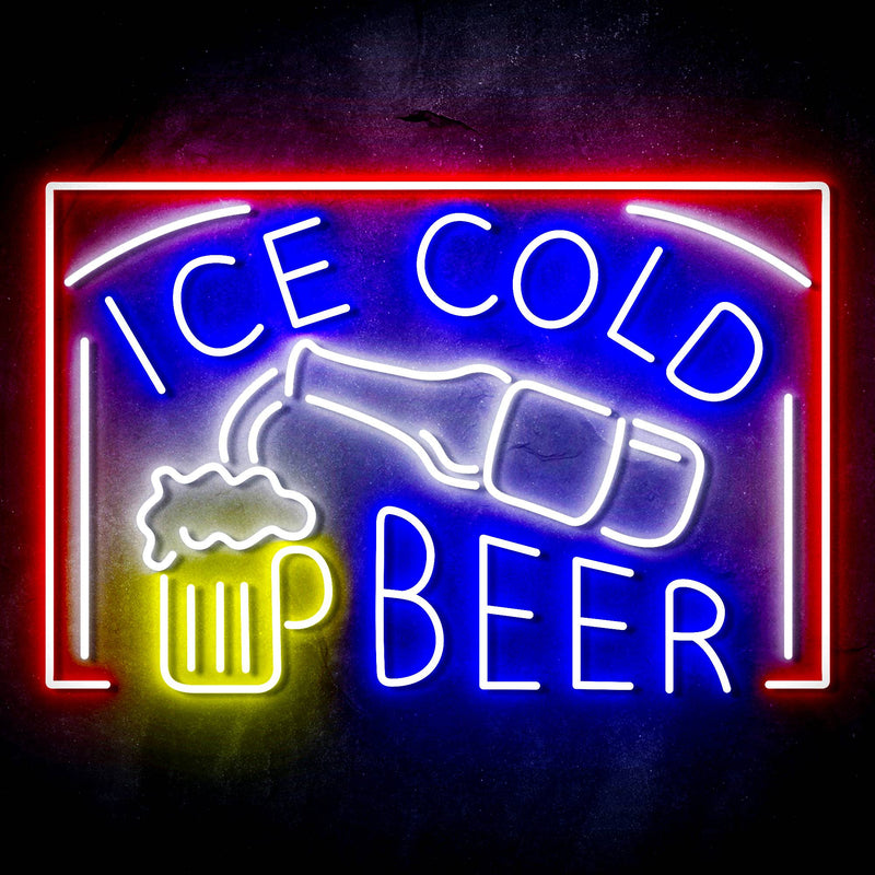Ice Cold Beer Ultra-Bright LED Sign with Remote (Neon-Style, LED Technology) - LED Gift Works