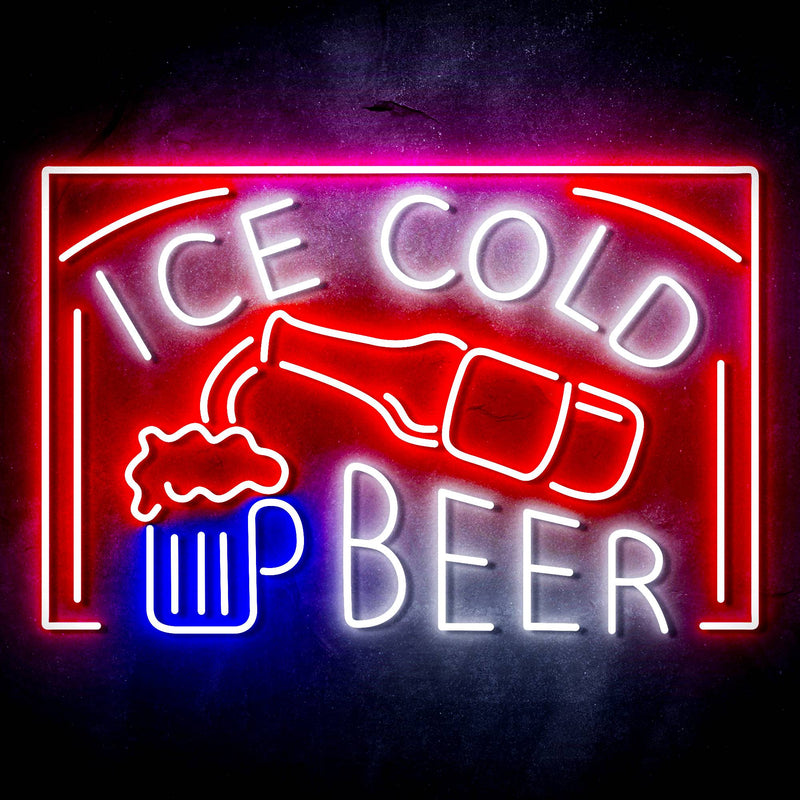 Ice Cold Beer Ultra-Bright LED Sign with Remote (Neon-Style, LED Technology) - LED Gift Works