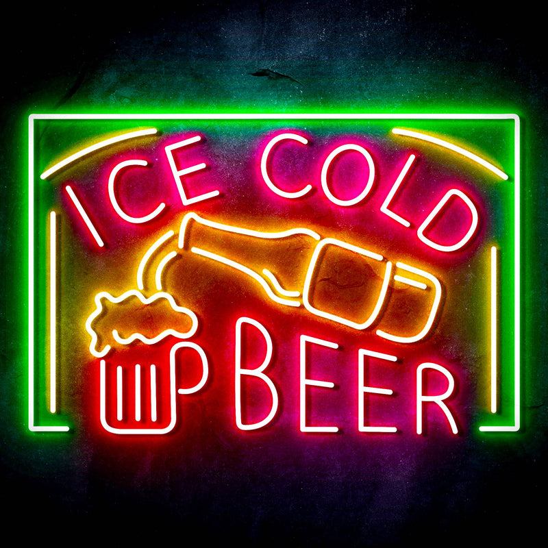 Ice Cold Beer Ultra-Bright LED Sign with Remote (Neon-Style, LED Technology) - LED Gift Works