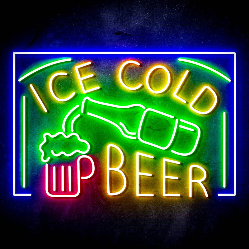 Ice Cold Beer Ultra-Bright LED Sign with Remote (Neon-Style, LED Technology) - LED Gift Works