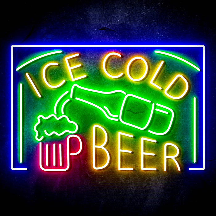 Ice Cold Beer Ultra-Bright LED Sign with Remote (Neon-Style, LED Technology) - Way Up Gifts