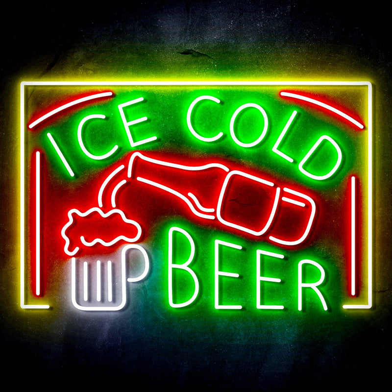 Ice Cold Beer Ultra-Bright LED Sign with Remote (Neon-Style, LED Technology) - LED Gift Works