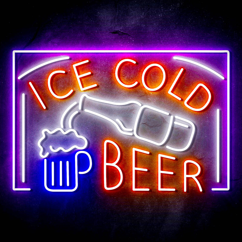 Ice Cold Beer Ultra-Bright LED Sign with Remote (Neon-Style, LED Technology) - LED Gift Works