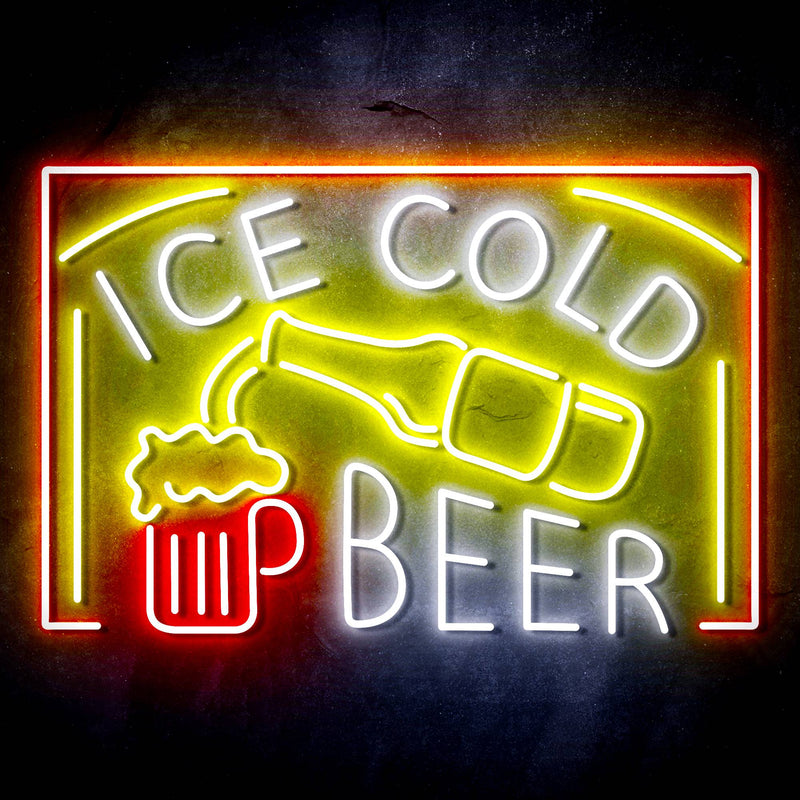 Ice Cold Beer Ultra-Bright LED Sign with Remote (Neon-Style, LED Technology) - LED Gift Works