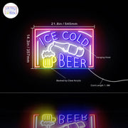 Ice Cold Beer Ultra-Bright LED Sign with Remote (Neon-Style, LED Technology) - LED Gift Works
