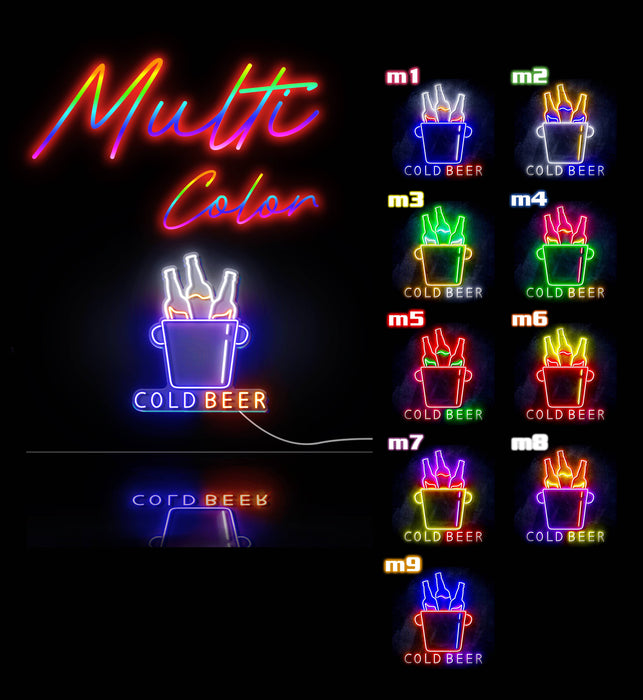 Cold Beer Ultra-Bright LED Sign with Remote (Neon-Style, LED Technology) - Way Up Gifts