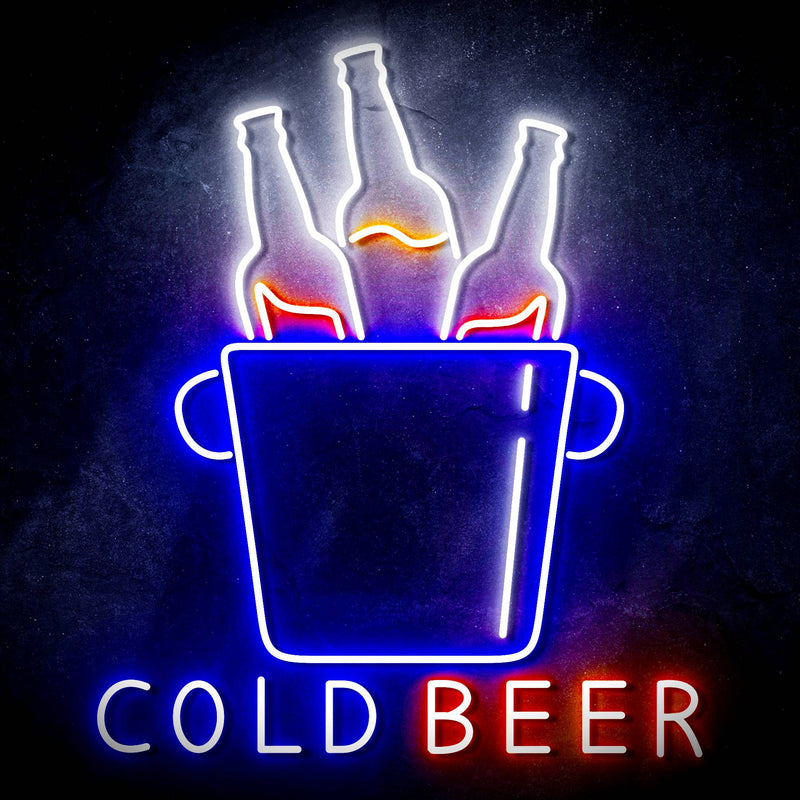 Cold Beer Ultra-Bright LED Sign with Remote (Neon-Style, LED Technology) - LED Gift Works