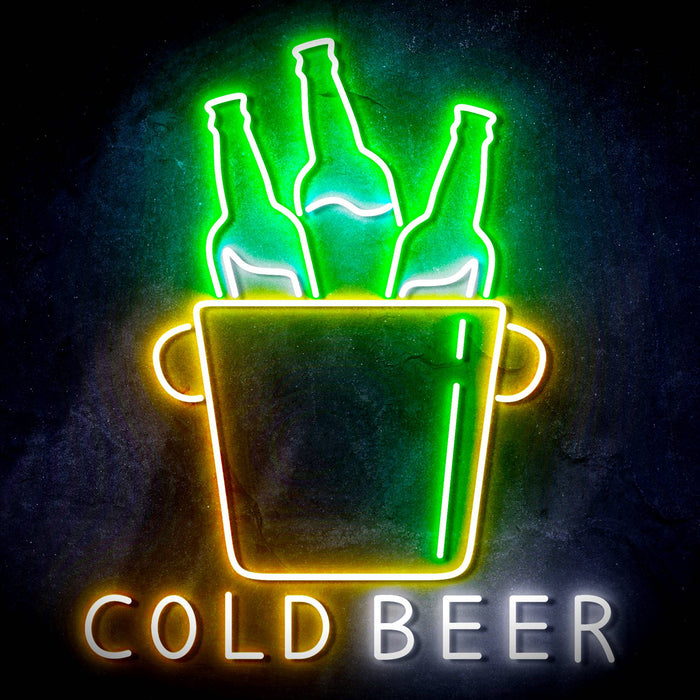 Cold Beer Ultra-Bright LED Sign with Remote (Neon-Style, LED Technology) - Way Up Gifts