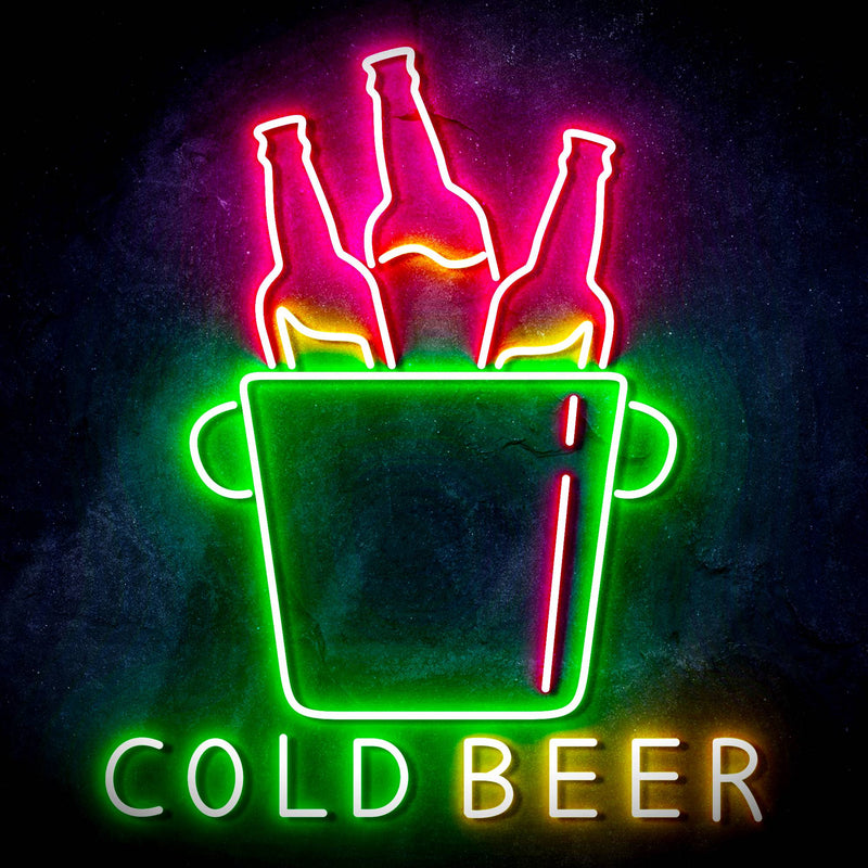 Cold Beer Ultra-Bright LED Sign with Remote (Neon-Style, LED Technology) - LED Gift Works