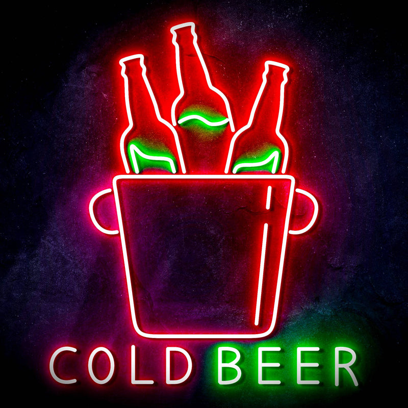 Cold Beer Ultra-Bright LED Sign with Remote (Neon-Style, LED Technology) - LED Gift Works