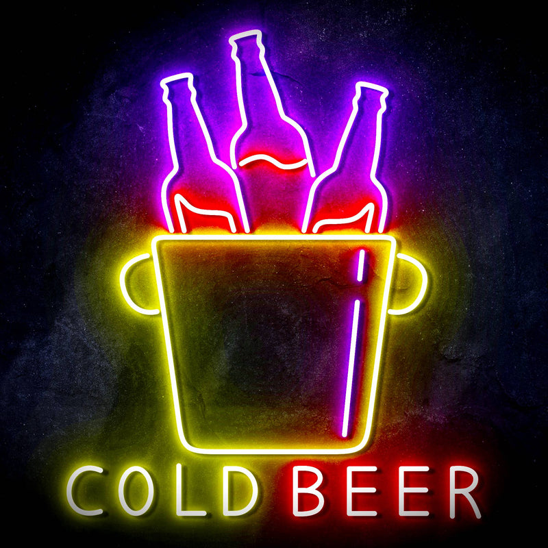 Cold Beer Ultra-Bright LED Sign with Remote (Neon-Style, LED Technology) - LED Gift Works
