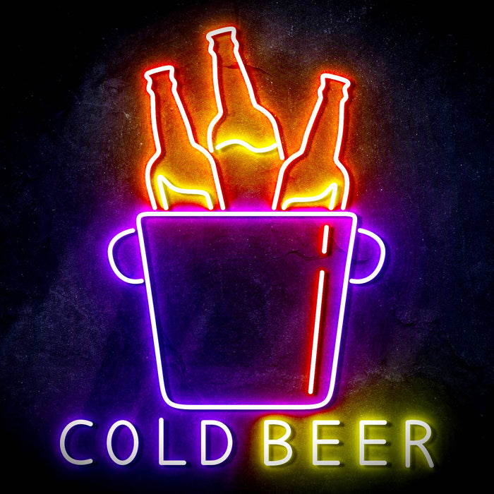 Cold Beer Ultra-Bright LED Sign with Remote (Neon-Style, LED Technology) - Way Up Gifts