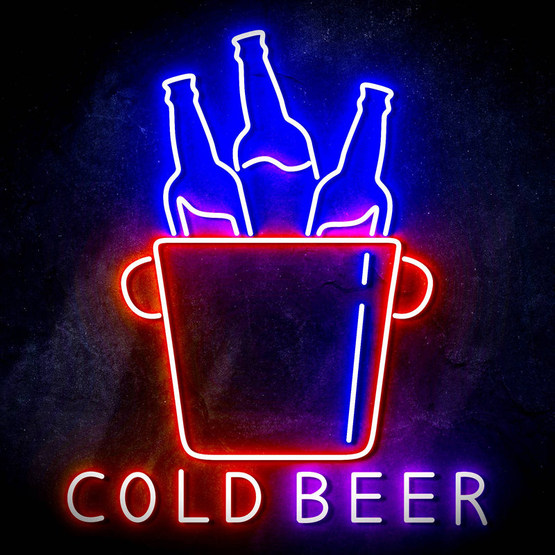 Cold Beer Ultra-Bright LED Sign with Remote (Neon-Style, LED Technology) - LED Gift Works